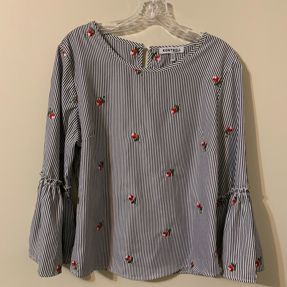 KONTROL Striped Top, Size: XL